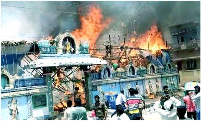 Fire breaks out at temple in Tanuku