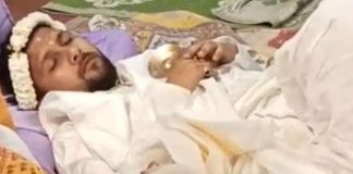 Groom drunken wine in Marriage