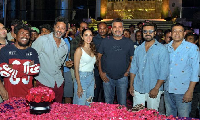 Ram Charan birthday celebrations at #RC15 Sets