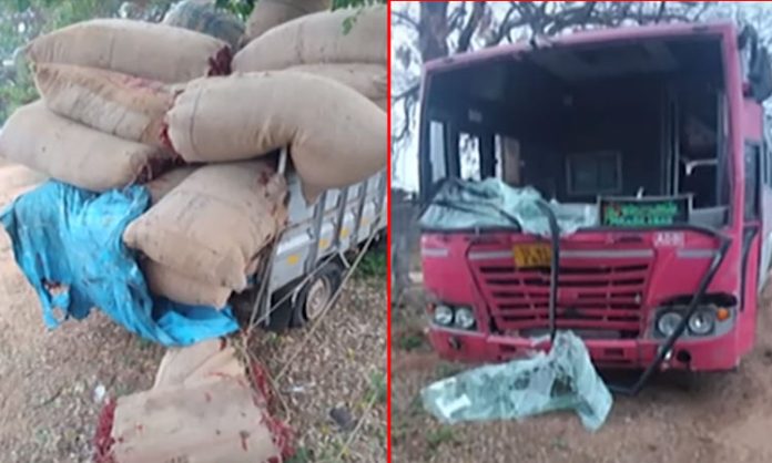 TSRTC Bus Hits TATA Ace Vehicle in Warangal