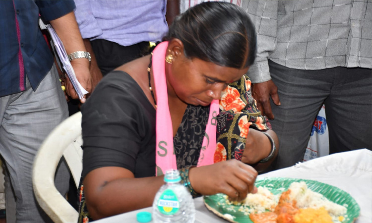 Minister Srinivas Goud lunch with activist family