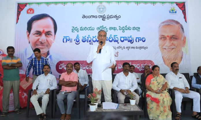 Minister Harish Rao distributes filaria kits to patients