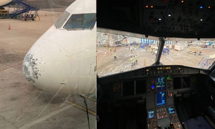 Indigo flight hit by hail