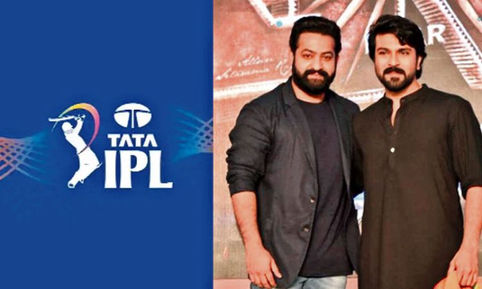 Ram Charan and Jr NTR Naatu Naatu dance at IPL launch event