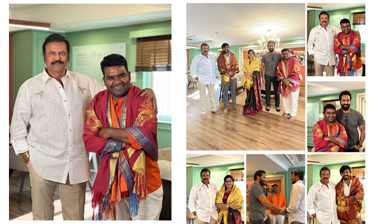 Mohan Babu and Vishnu Manchu felicitated Balagam team