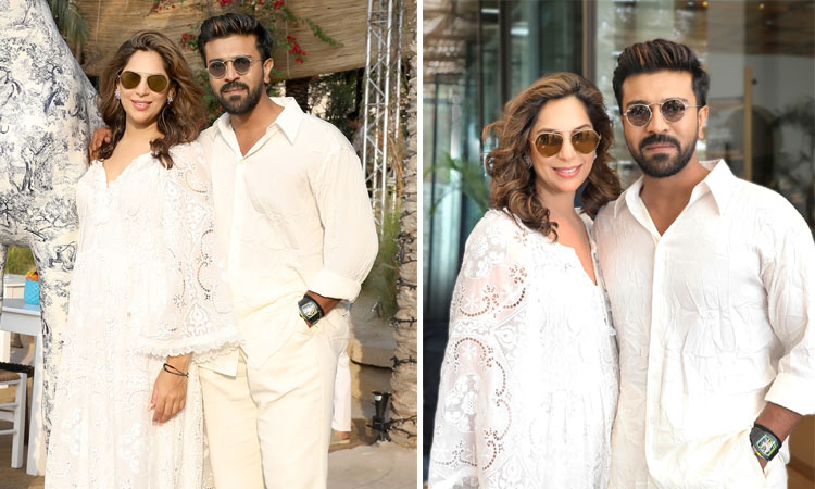 Upasana and charan celebrated intimate baby shower in dubai