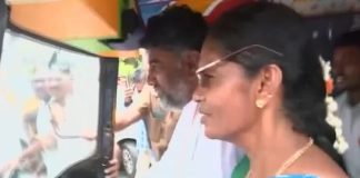 Congress leader DK Shivakumar drives an auto