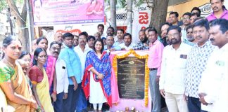 Mayor Vijaya Laxmi lays foundation stone for development works