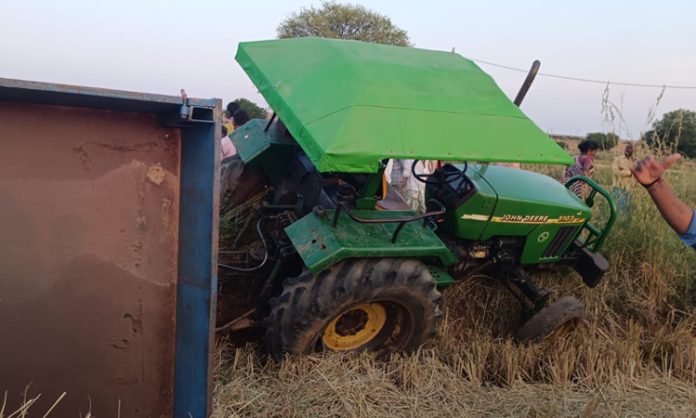 Tractor overturned in siddipet