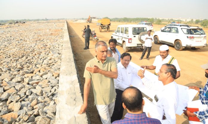 Minister Harish Rao Inspects Railway Line Works