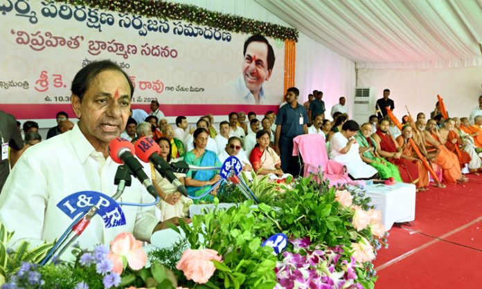 KCR Inaugurates Brahmana Parishath Bhavan in Medak