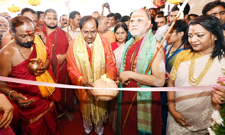 KCR Inaugurates Brahmana Parishath Bhavan in Medak