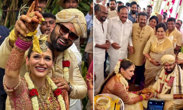 Rajinikanth attend actor Sumalatha's Son Wedding