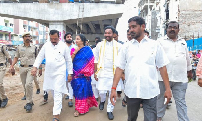 BJP Chief Kishan Reddy Inspects Amberpet flyover Works