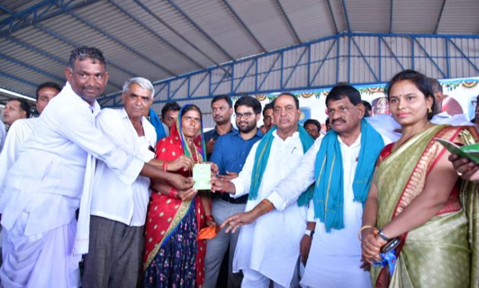 Minister Indrakaran Reddy distributed podu pattas