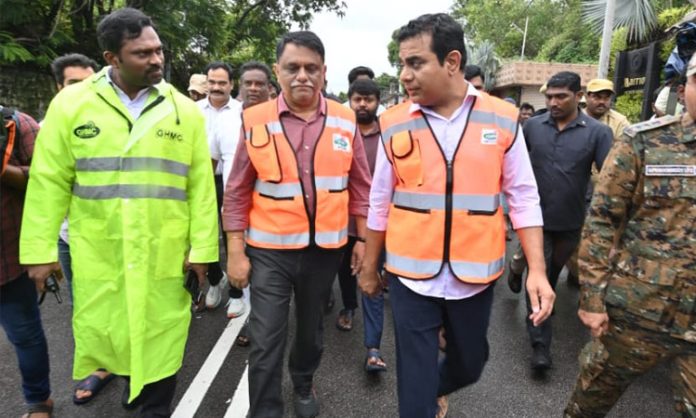 Minister ktr review on heavy rains in hyderabad
