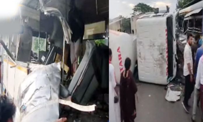 Cement Lorry collided with Bus