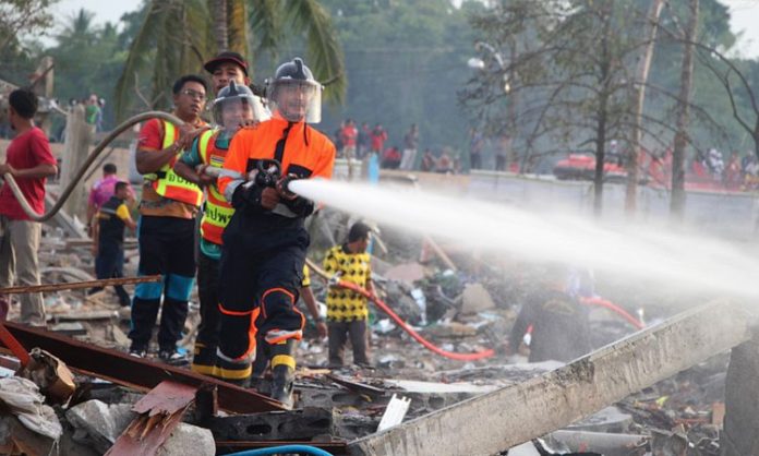 Fireworks warehouse explosion in Thailand