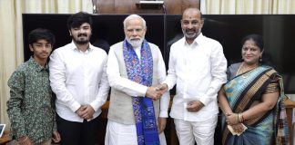 Bandi Sanjay meets Modi with his family