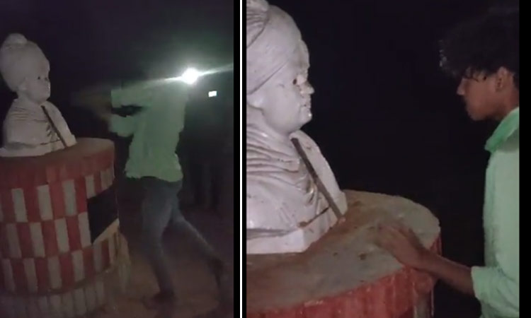 Drunk Man attacked swami vivekananda statue in srikakulam