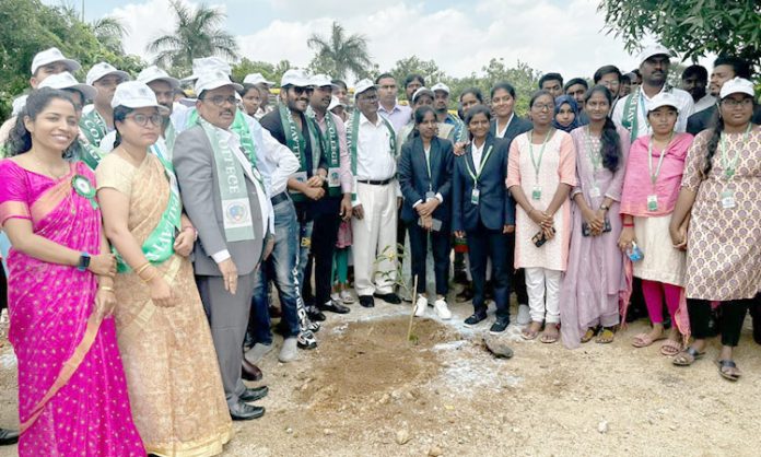 Pallavi Engineering College students planted saplings as part of Green India Challenge