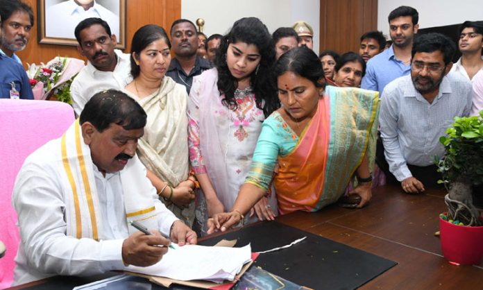 Mahender Reddy who took charge as Minister