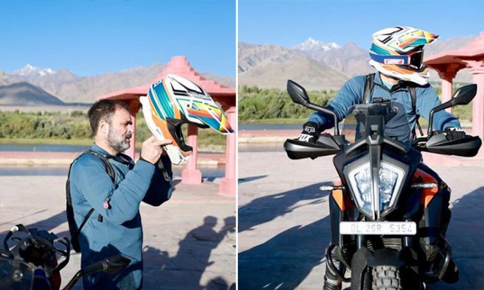 Rahul Gandhi Bike ride to Pangong Lake