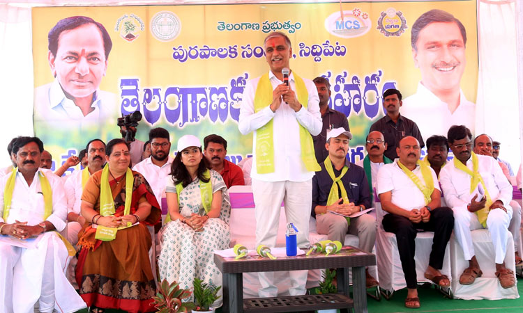 Harish Rao plant saplings at Ranganayaka Sagar