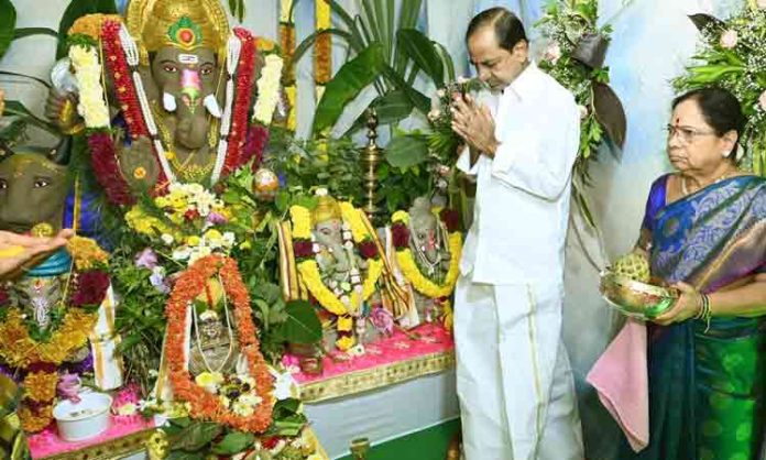 Grand Vinayaka Chavithi celebrations at Pragati Bhavan