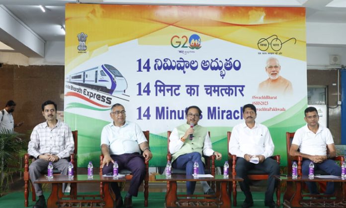 Cleanliness program in Visakhapatnam - Secunderabad Vande Bharat train