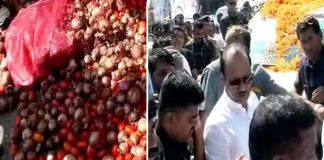 Ajit Pawar convoy attacked with onions and tomatoes