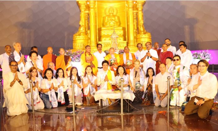 Grand installation of Buddha statues in the Buddha forest