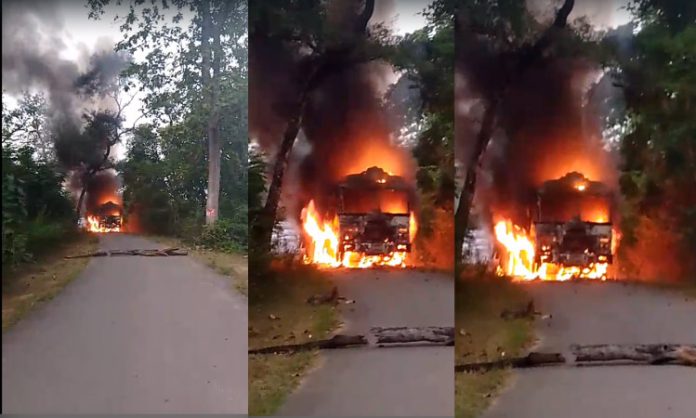 Maoist fired lorry