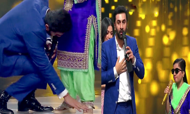 Ranbir Kapoor touches indian idol-14 contestant