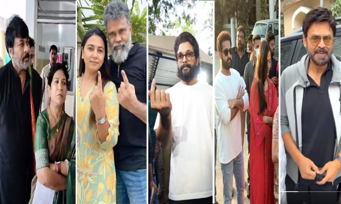 Tollywood Actors cast their vote in Hyderabad