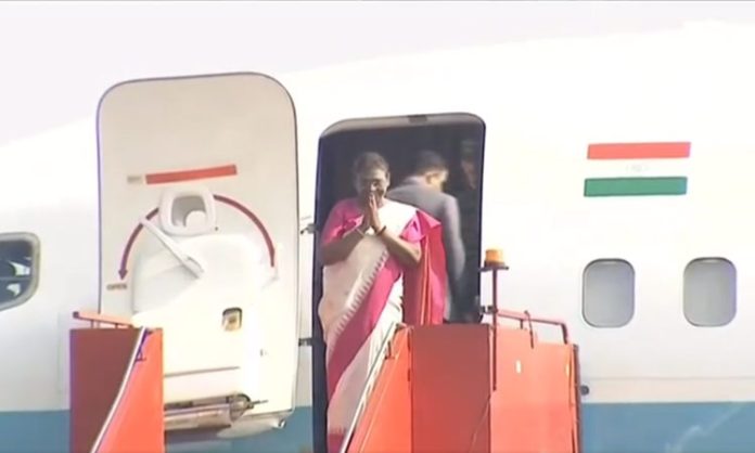 President Droupadi Murmu at Departure from Hakimpet Airport