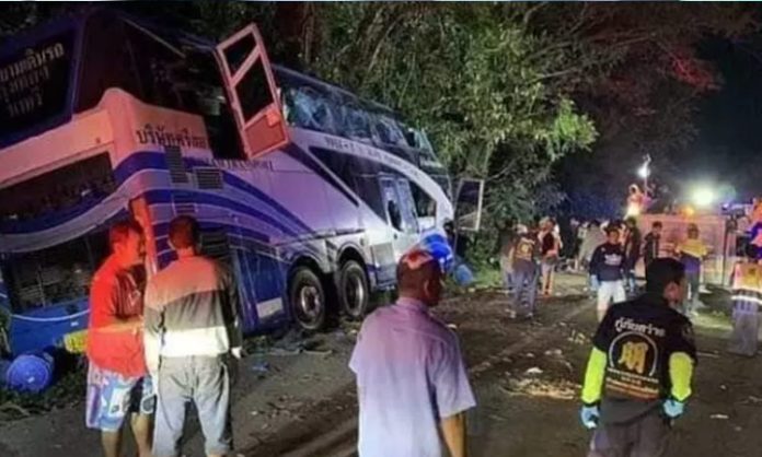 Bus collided tree in Thailand