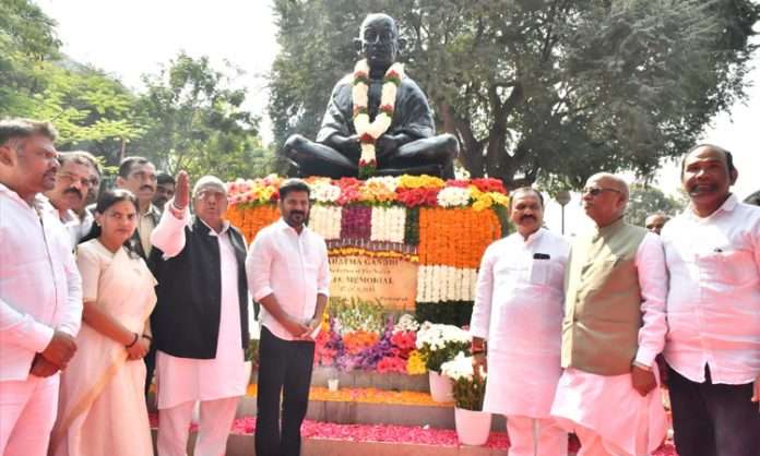 CM Revanth Reddy's Tribute to Father of Nation Mahatma Gandhi