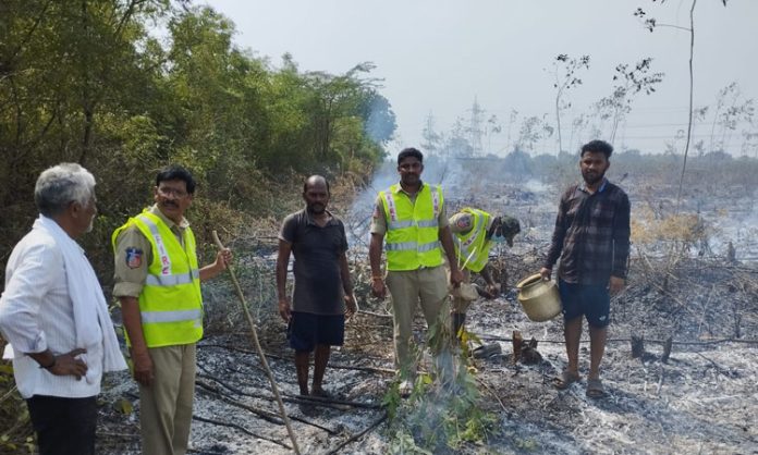 Fire to Jamail garden in Bhadradri Kothagudem
