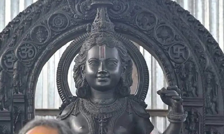 The face of the statue of Lord Ram in Ayodhya