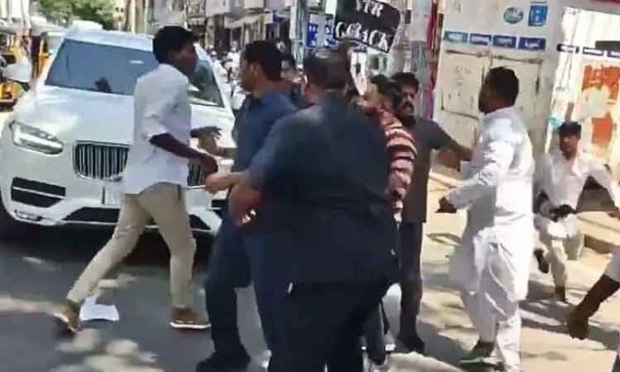 Protest against former minister KTR