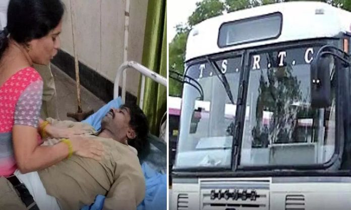 TSRTC Bus Driver gets Heart Attack in Khammam