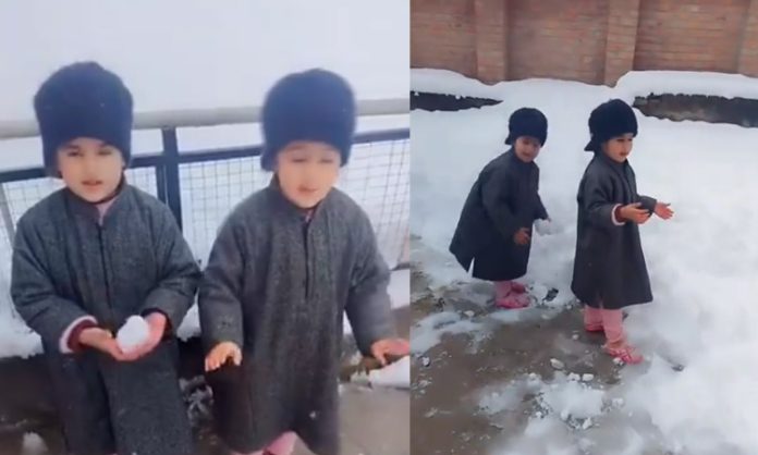 Children play in Snow
