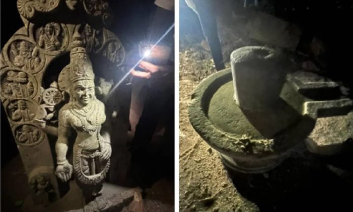Lord Vishnu idol and Shiva Linga found in Krishna River
