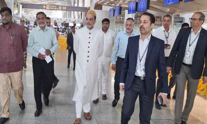 Chairman Biyabani inspected the Hajj arrangements at Shamshabad Airport