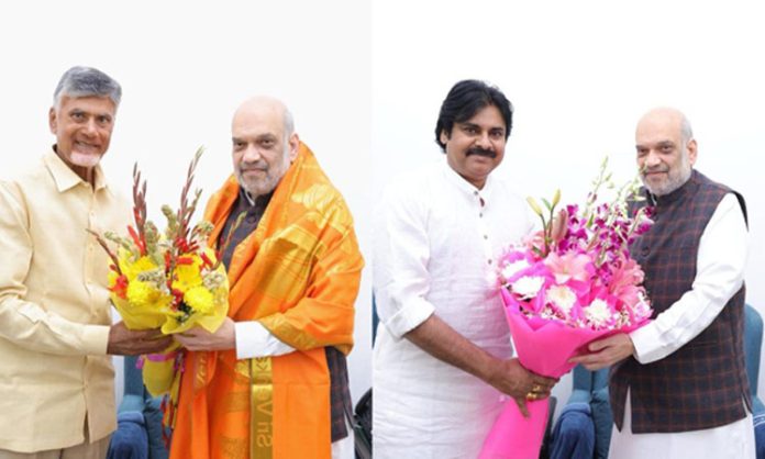 Chandrababu and Pawan meeting with Amit Shah