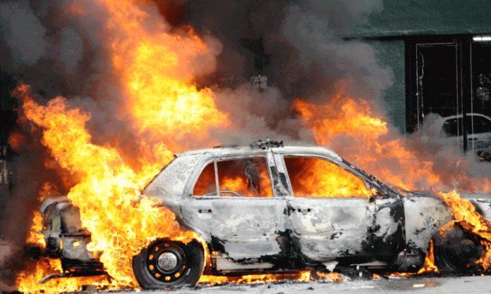 Car Burnt in Bengaluru