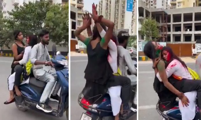 video of 2 girls making reel on scooty in Noida goes viral