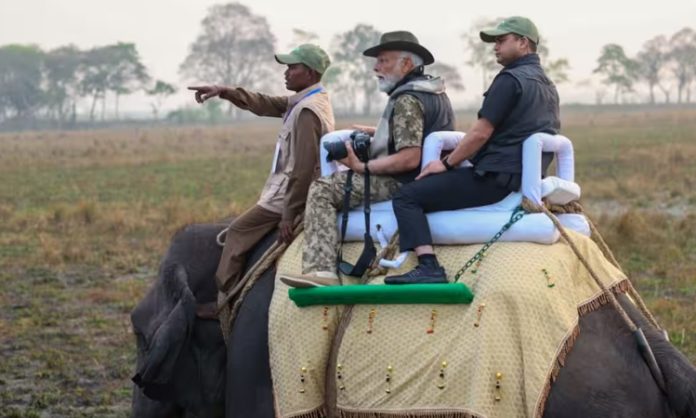 PM Modi take Elephant Safari in Kaziranga National Park