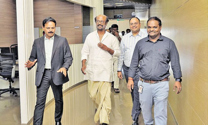 Rajinikanth visiting Nagole Metro Depot